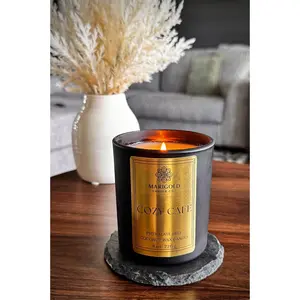 Marigold Candle Co. Cozy Café Candle – Coconut Wax 8 oz | Warm Coffee Pumpkin Cream Vanilla Scent | 40 Hour Burn Time | Phthalate-Free Fragrance | Hand-Poured in Missouri - Decor