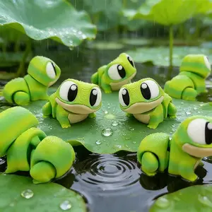 3D Printing Cute Big-eyed Frog Figure Toy Joints Movable Realistic Little Frog Animal Desktop Ornaments Toys for Children Gifts