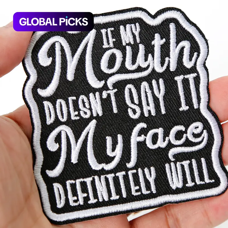 1 Count 'If My Mouth Doesn't Say It My Face Definitely Will' Iron-On Patch, Funny Sarcastic Embroidered Lettered Patches for Clothes, Backpacks, Jeans and Hats, DIY Embroidery Applique Appliques Embellishments #GLOBAL PICKS