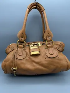 Pre-owned Chloé Leather Tote Bags Chloe Paddington Tan Tote Bag with Gold Hardware and Stylish Lock Design