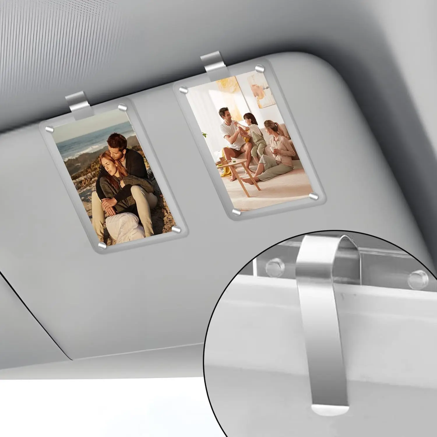 Magnetic Car Sun Visor Picture Holder Acrylic Snap Clips Vertical 6x9 Display Works on Fridge Metal Locker Office Cabinet Road Trip and Holiday Gift
