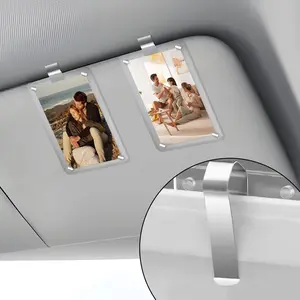 2 Pack Magnetic Car Sun Visor Picture Holder Acrylic Snap Clips Vertical 6x9 Display Works on Fridge Metal Locker Office Cabinet Road Trip and Holiday Gift