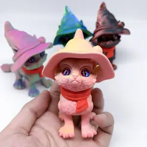 3D Printed Magic Cat Ornaments, Multi-Color Printing Technology, Garden & Home Decoration, Outdoor/indoor, Suitable for Holidays