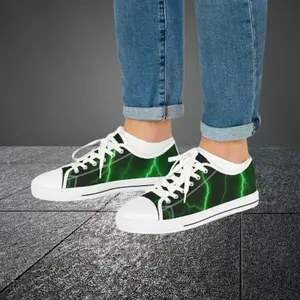 Green Lightning Low Top Sneakers — Men’s Electric Graphic Canvas Shoes
