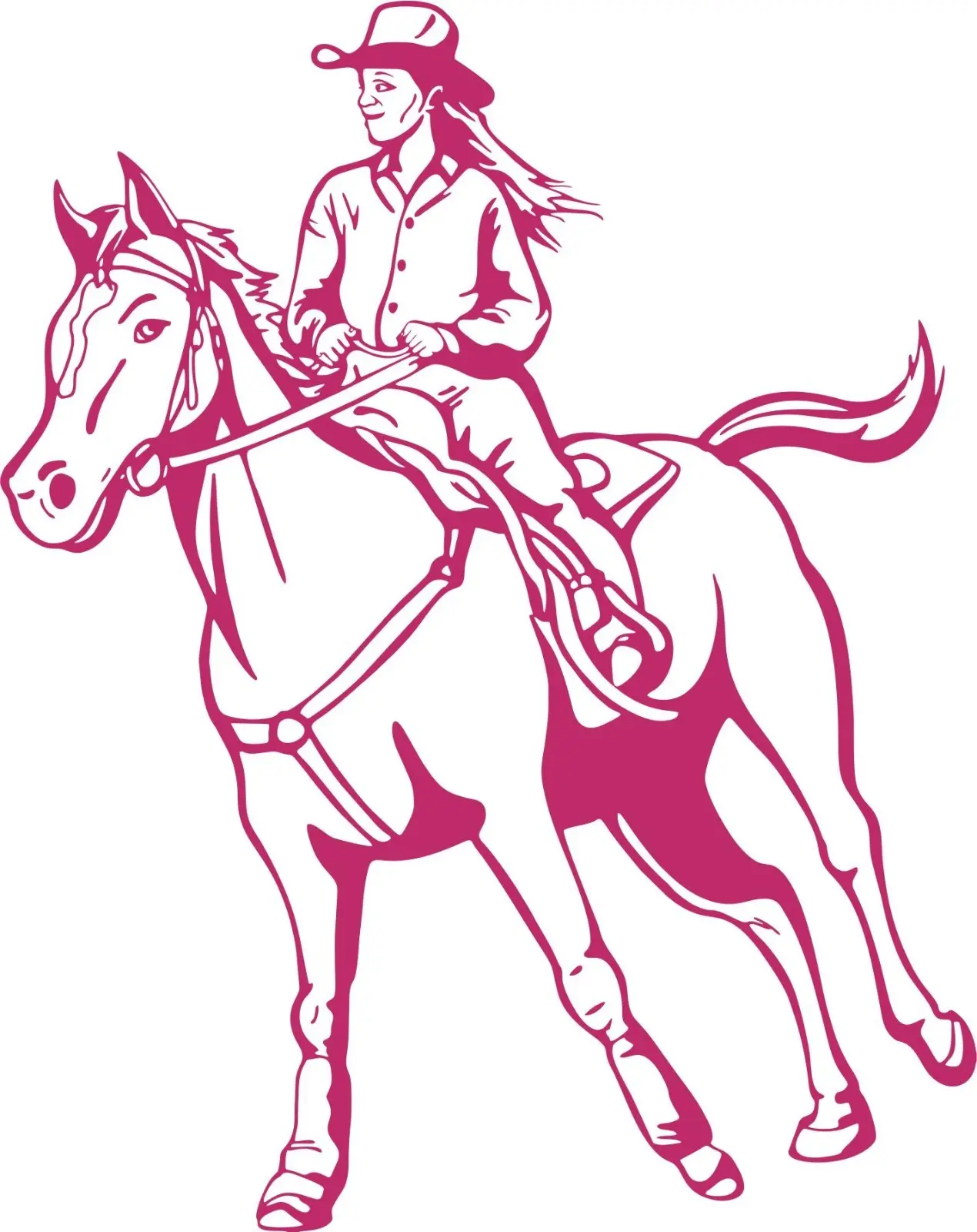 Cowgirl Horse Rodeo Girl Farm Car Truck Window Wall Laptop Vinyl Decal Sticker