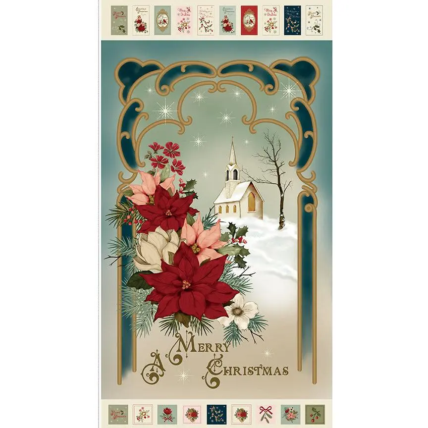 Fabric Riley Blake Christmas Greetings Quilt Panel PD17669-PANEL