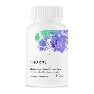 THORNE - Advanced Iron Complex - Complete Blood Support Formula* - Elemental Iron, Folate, B and C Vitamins for Optimal Absorption - Chelated Iron Supplement - Gluten, Dairy & Soy-Free - 60 Capsules
