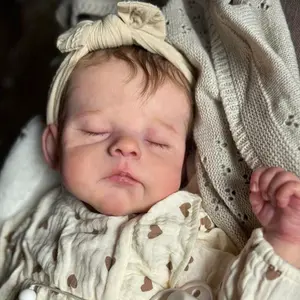 GUESSBELLY 3D Skin With Visible Veins Vinyl Limbs Cloth Body 50 CM Asleep Reborn Baby Doll Toy For Girl Cute Lifelike Baby Newborn Doll Bedtime Toy Handmade Birthday Gift