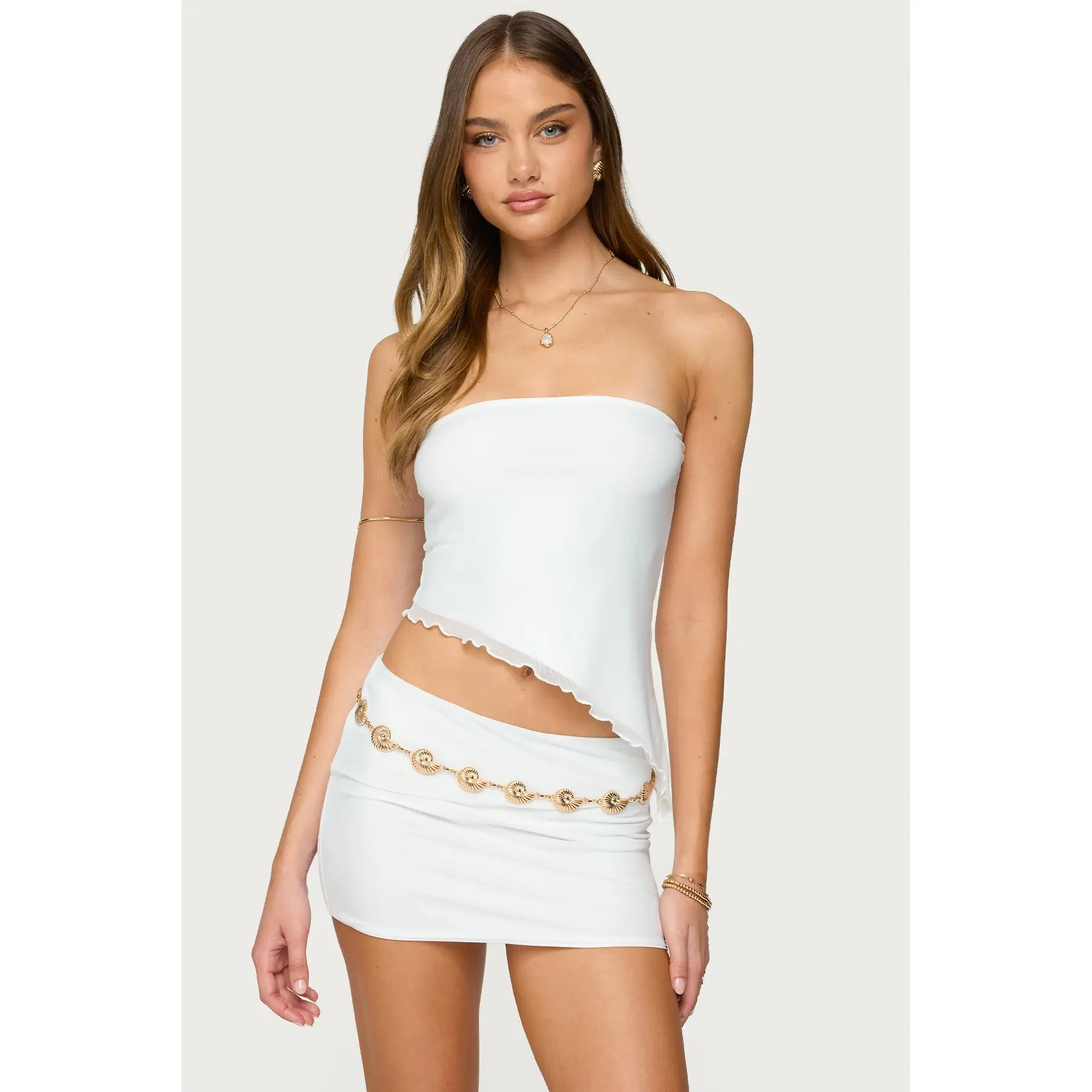 Vivi Mesh Asymmetric Tube Top