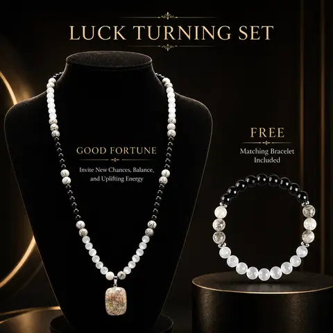 ARPURRAINA Unisex Mixed Stones Natural Crystal Jewelry Set - 1 Necklace + 1 Bracelet, Black Obsidian, White Cat’s Eye, Brown Map Stone, Feng Shui Spiritual Good Luck Protection Accessory for Daily Wear, Crystals,sohochic【3063】 energy balance