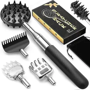 Telescoping Back Scratcher with 5 Detachable Scratching Heads, Rubber Handles, Anniversary Birthday Gifts for Men Women Back Scratcher for Men/Dad/Women/Adults