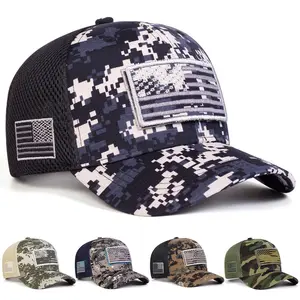Unisex Camouflage US Flag Patch Baseball Cap Outdoor Adjustable Sunscreen Leisure Hat Spring Autumn Travel Tourism Beach Vacation