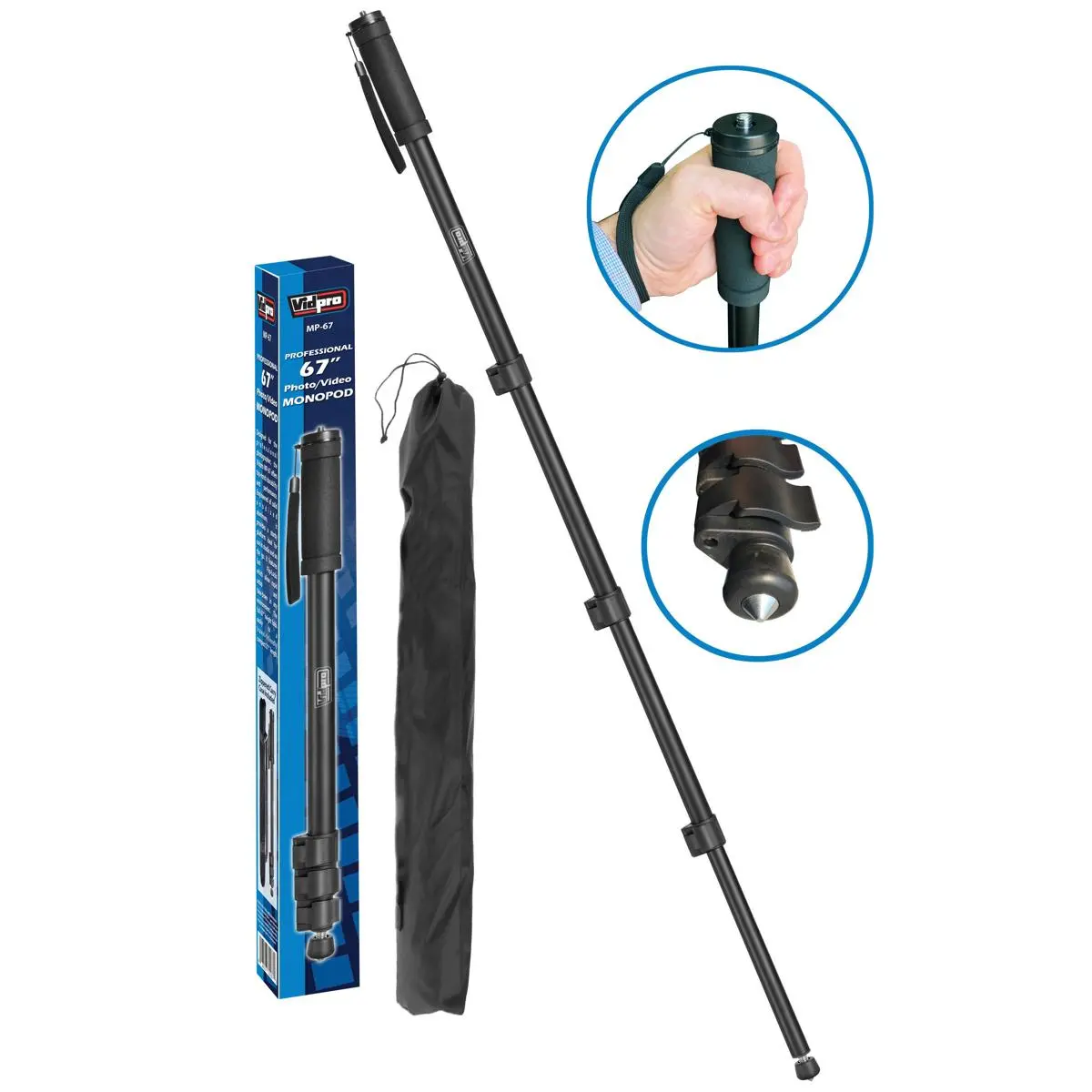 VidPro Professional 67" Aluminum 4-Section Camera Monopod, Camera Accessories for Photo/Video Shooting