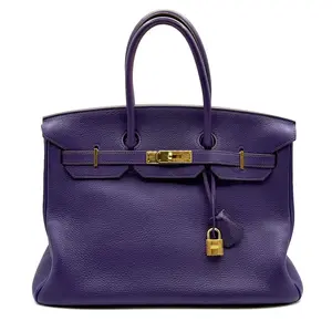 Pre-owned HERMÈS Leather Tote Bags CALUX Hermes Birkin 30 Togo iris ghw