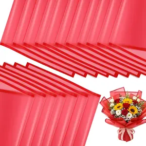 240 Sheets Flower Wrapping Paper, 22.8 x 22.8  Wrapping Paper Bouquet Mother's Day Korean Floral Wraps for DIY Wedding Bridal Shower Birthday  Packaging(Red)