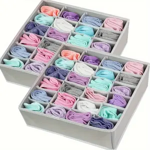 1pc multifunctional 24-grid large-capacity storage box, foldable storage box, suitable for underwear, socks, ties, belts, accessories, etc., a must-have for home, RV, and travel