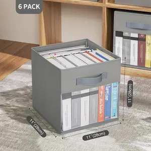 Storage Cubes, 6 Pack Cube Storage Bin, Foldable Storage Cubes with Window, Closet Storage Bins with Handle, 11 x 11 inch Storage Cubes for Clothes, Toys, Books (Grey) Boxes Organiser Beige