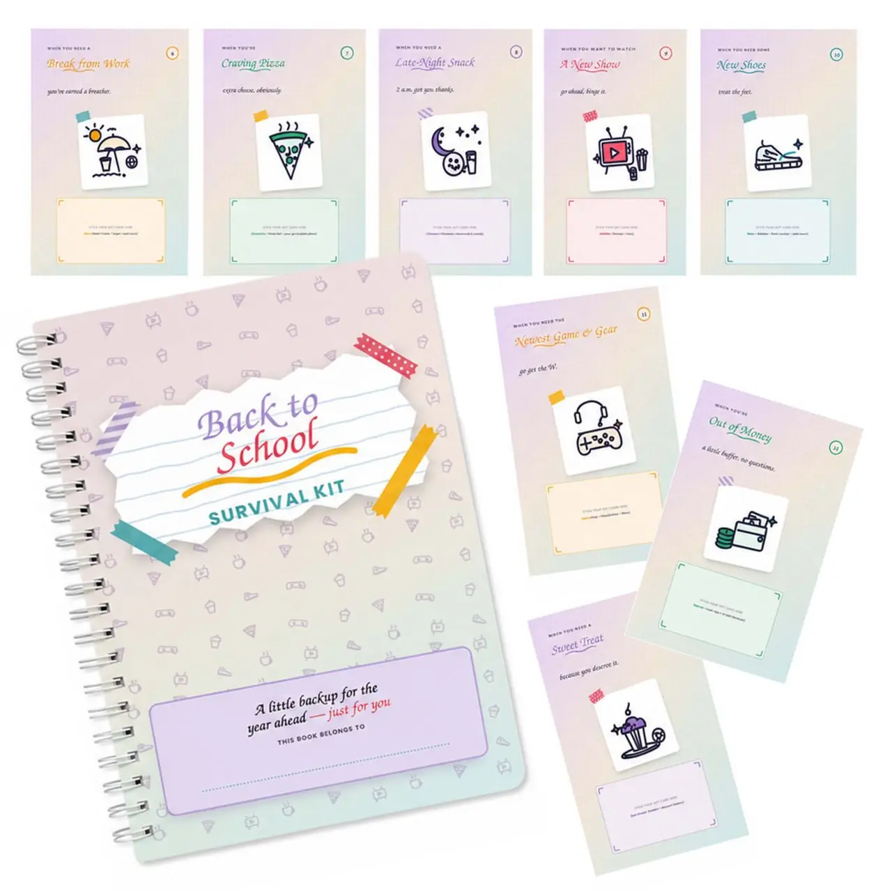 Back to School New Semester Send-Off Gift for College Students - DIY Spiral-Bound Gift Card Book Holder