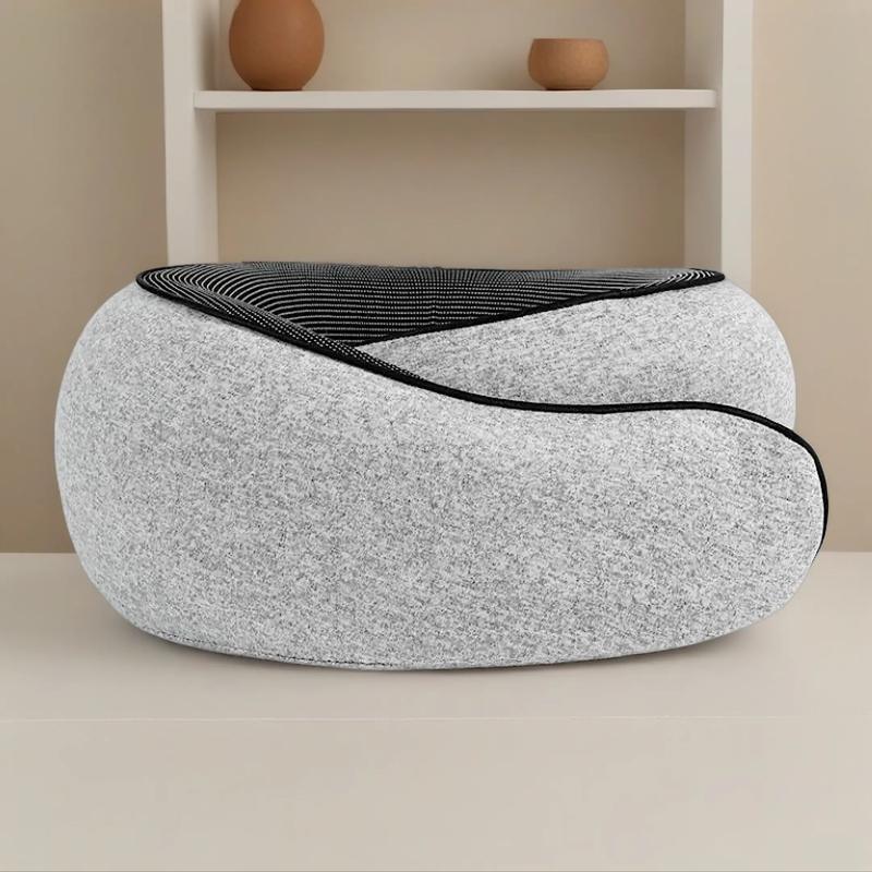 Travel Neck Pillow U-Shaped Memory Foam with 360° Surround Support Light Gray Space Memory Foam for Travel Office Naps Airplane Use Portable Magnetic Fabric Pressure Relief