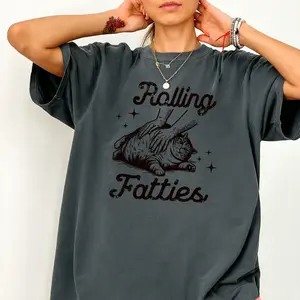 Rolling Fatties Cat Tee – Funny Fat Cat Graphic T-Shirt, Unhinged Cat Lovers Gift