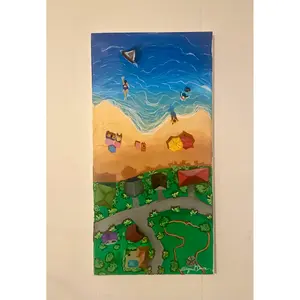 Beach Town Acrylic Painting