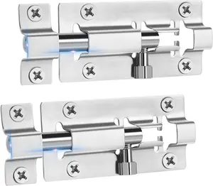 2 Pack Slide Lock, 3 Inch Barrel Bolt Latch, Door Latch Lock with 12 Screws, Stainless Steel Slide Locks