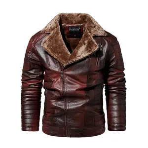 Men's Collar Retro Faux Leather Jacket, Casual Motorcycle Jacket, Windproof And Waterproof