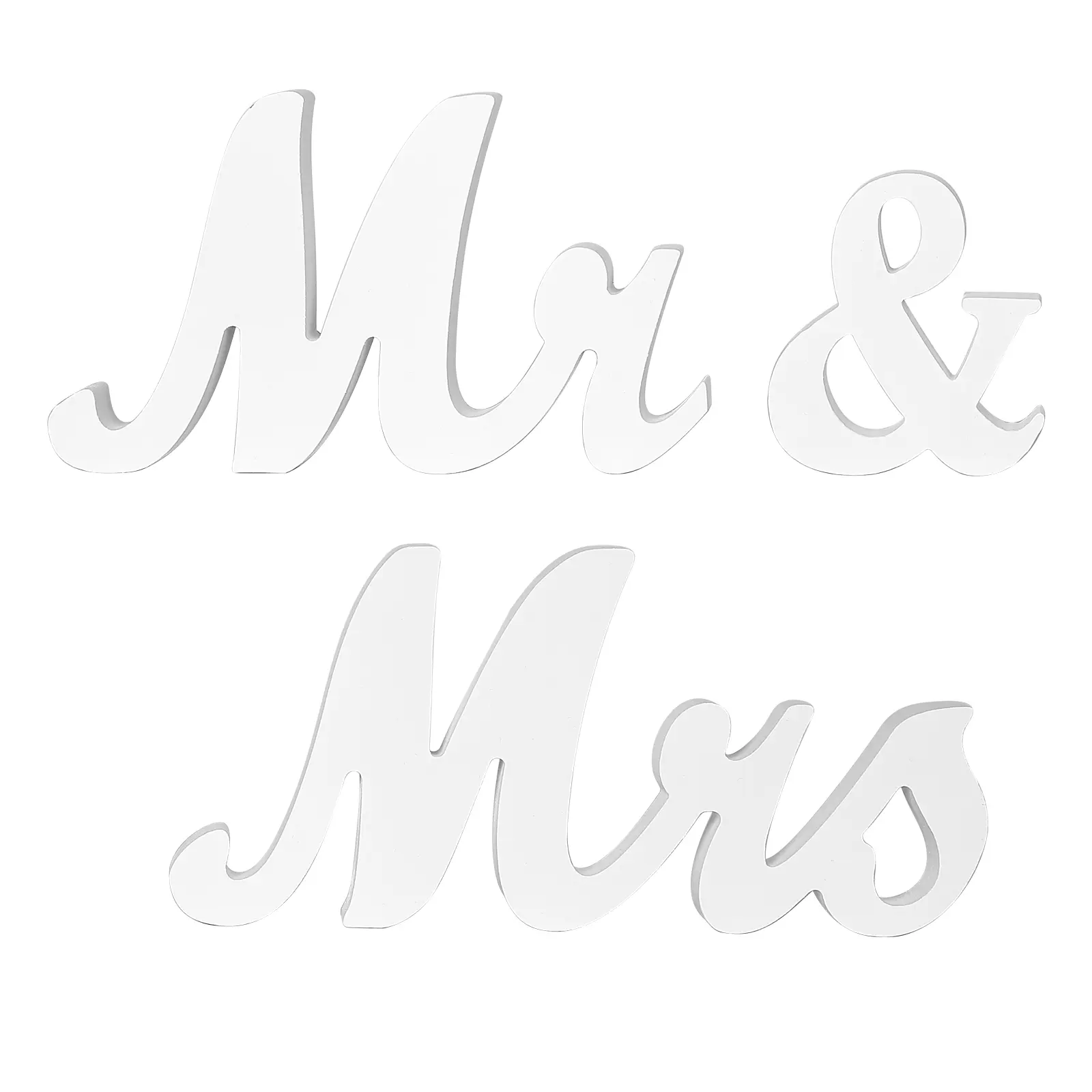 Freestanding Elegant Mr and Mrs Sign in White Wood, Wedding Table Decor for Sweetheart Table, Anniversary Centerpiece and Reception Decoration, Heavy Duty