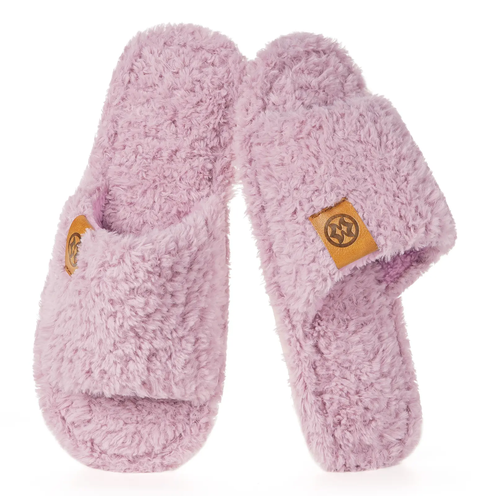 Fuzzy Open Toe Slippers for Women Soft Memory Foam Indoor House Shoes Slip On Cozy Bedroom Slippers Ladies Lightweight Non-Slip Home Slides
