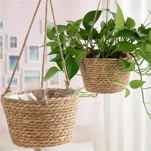 Macrame Hanging Planter - Jute Rope Woven Plant Basket