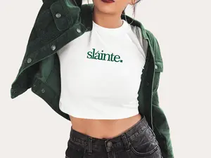 [Sale Up To 50%] Minimalist Slainte Shirts Tee - St Patrick's Day Irish Celebration Shirt for Women, Y2K Style Lucky Shamrock Top