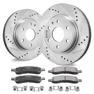 Front Brake Kit Compatible with 2007-2017 Chevy Traverse, Buick Enclave, GMC Acadia, Saturn Outlook, Drilled and Slotted Brake Rotors Ceramic Brake Pads Replacement Kit, 12.8 Front Rotors