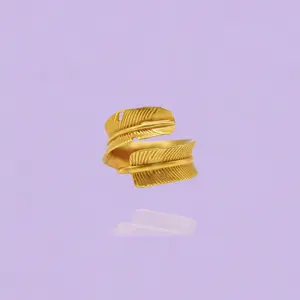 《YNZ10》8mm Wide Feather Wrap Ring, Adjustable Fit, Perfect for Gifting & Daily Style