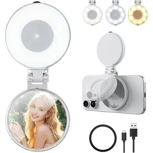 Selfie Light for ,Phone Ring Light Rechargeable,360? LED Selfie Ring Fill Light with Mirror for Selfies/Photography/Make up//Zoom Calls/Video Conferences