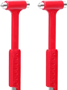 2-Pack Car Glass Window Breaker and Seatbelt Cutter, Emergency Escape Tool for Vehicle, Safety Hammers with Compact Dual-Steel Head Design for Quick Breakage (2)