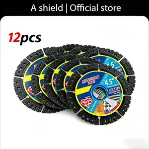 115mm 4.5-inch multi-material angle grinder cutting blades, available in 3-piece, 6-piece, and 12-piece multi-size sets, suitable for dry cutting, capable of cutting a variety of materials such as metal, tile, stone, plastic, cast iron, marble, and more.