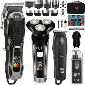 Hair Clippers for Men 4-in-1 Cordless Clippers Set Beard and Mustache Trimmer for Men Electric Shaver Nose and Ear Hair Trimmer with Comb, Wrap, Bag, to Son Husband Father Men's Gifts