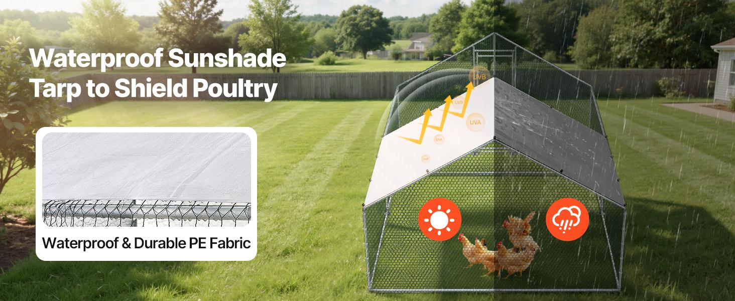 VEVOR Large Metal Chicken Coop, 9.8 x 13.1 x 6.6 ft, Walk-in Chicken Runs with Waterproof Cover, Spire Roof Hen House Enclosure with Lock, Outdoor Duck Rabbit Cage Poultry Pen for Backyard, Farm, Yard VEVOR Large Metal Chicken Coop, 9.8 x 13.1 x 6.6 ft, Walk-in Chicken Runs with Waterproof Cover, Spire Roof Hen House Enclosure with Lock, Outdoor Duck Rabbit Cage Poultry Pen for Backyard, Farm, Yard