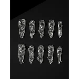Aura Nails The Widow Long Almond Press-On Nails - 10 Pc Set