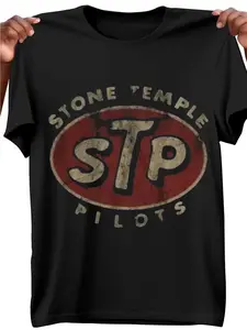 100% cotton Vintage STP Stone Temple Pilot Print T-Shirt - 180G Moe Cotton (Compatible with STP Logo), Loose Fit Casual Short Sleeve Tee, Plus Size Breathable Shirt for Year-Round Wear & Iconic Design - Ideal Gift