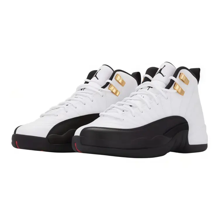 Creamy white smooth leather high-top retro basketball sneakers featuring scuff-proof dual-tone black white layered rubber outsoles with polished gold metal hardware accents, tear-resistant sweat-wicking soft smooth leather construction