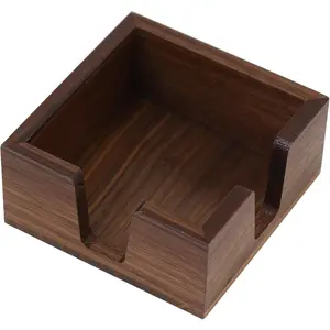MultiBey Wooden Double Opening Sticky Note Holder, Black Walnut Self-Sticky Note Pads Holder, Wood Post it Note Dispenser Sticky Memo Holder Paper Dispenser Desk Accessory for Office Home