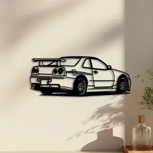 1pc Car Model Metal Wall Art, Car Model Statue Mural, Perfect for Garage Wall, Father's Day Decor, Ideal Gift for Car Enthusiasts, Durable Metal, Vintage Wall Art
