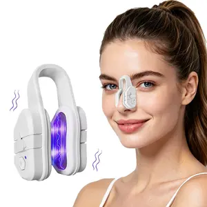 White EMS Microcurrent Nose Massager Clip, 5 vibration modes, soft silicone fit, rechargeable daily nose care device
