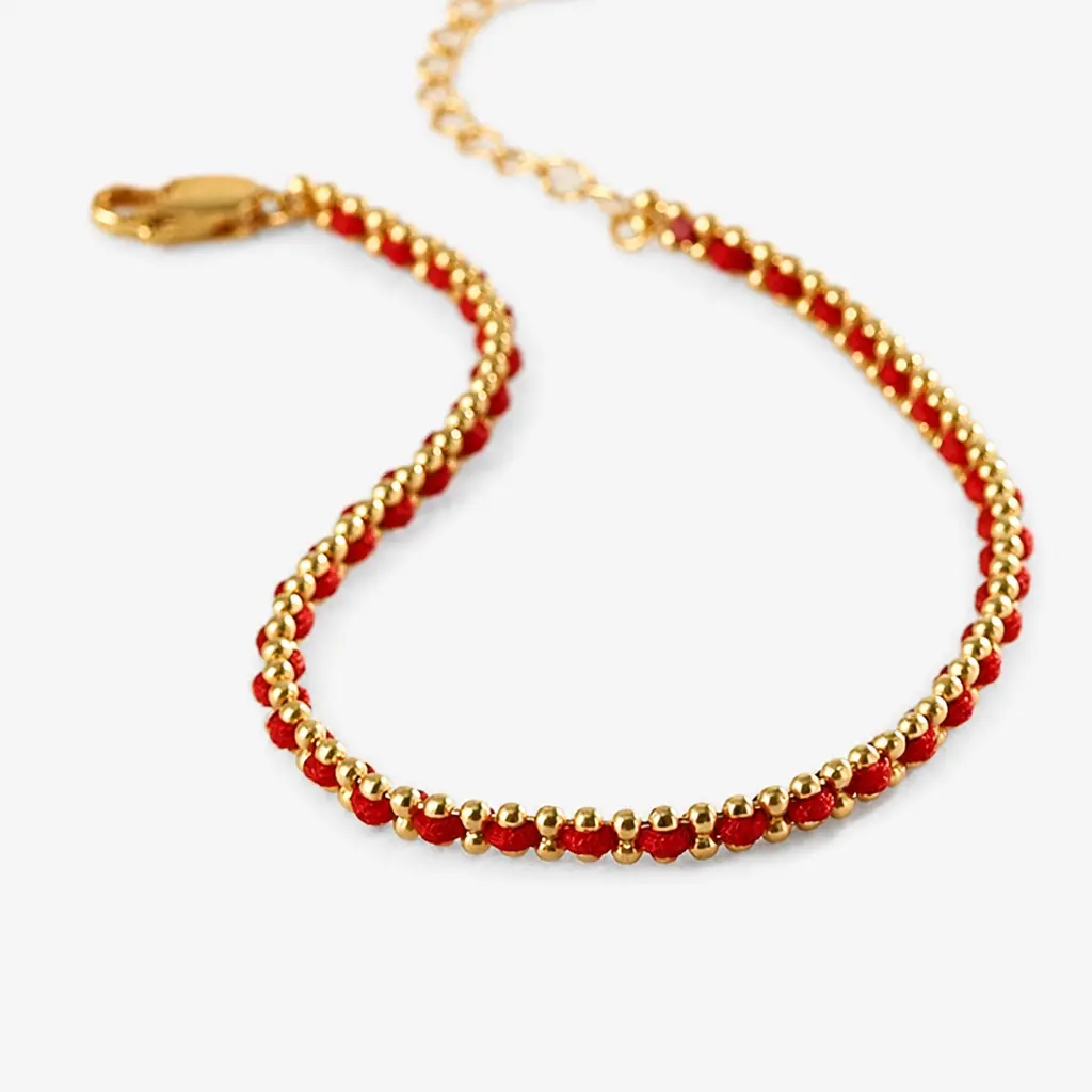 Red String Bracelets for Women, Handcrafted Boho Minimalist Design with Gold Beads, Adjustable Woven Cord Lucky Charm Jewelry, Valentines Day, Wrist Stack, Gold Aesthetic, Boho Daily Wear, Lucky Charms