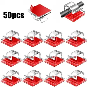 50pcs Cable Management Clips, USB Charging Data Line Organizer, Wall Mount Hooks, Wire Holder for Home Office Organization