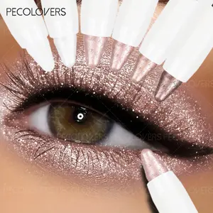 6pcs/set Waterproof & Sweatproof Dual-Ended Eyeshadow Sticks, Long-Lasting Shimmer, Glitter Beauty Shimmer Eyeshadow, Smoky Eye Makeup Pencil in Black, Waterproof, Highlighter