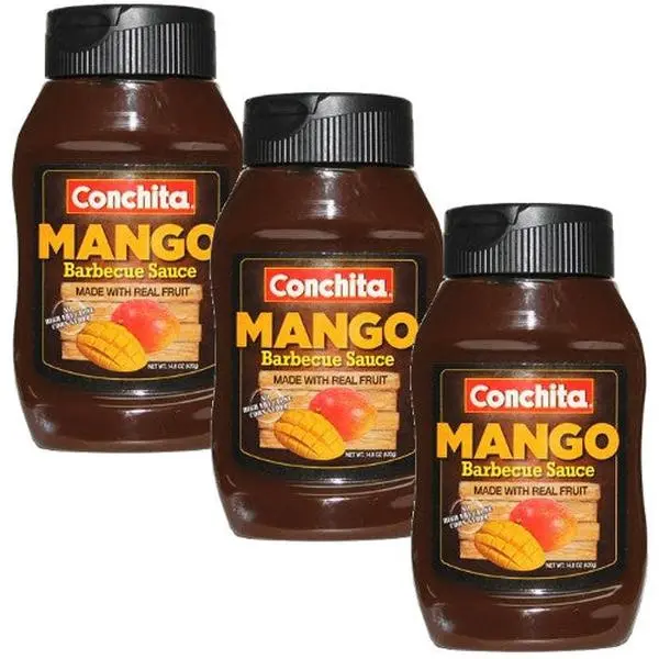 Conchita Fruit-Flavored Mango Barbecue Sauce - Sweet, Fruit-Infused, No High Fructose Corn Syrup, Contains Real Guava, Tropical-Inspired, Convenient Squeeze Bottle, 14.8 oz, Pack of 3, Tropical Tropics