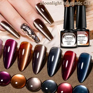 Maillard Glitter Glass Bead Cat Eye Nail Polish Gel, Suitable for Fall and Winter Nails, Soak Off LED UV Gel Nail Polish, DIY Manicure Gel Nail Gel with Magnetic Attraction, Alcohol-Free, Long-Lasting Shine, Nail Art