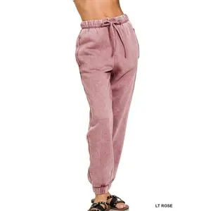 Zenana Acid Wash Fleece Sweatpants